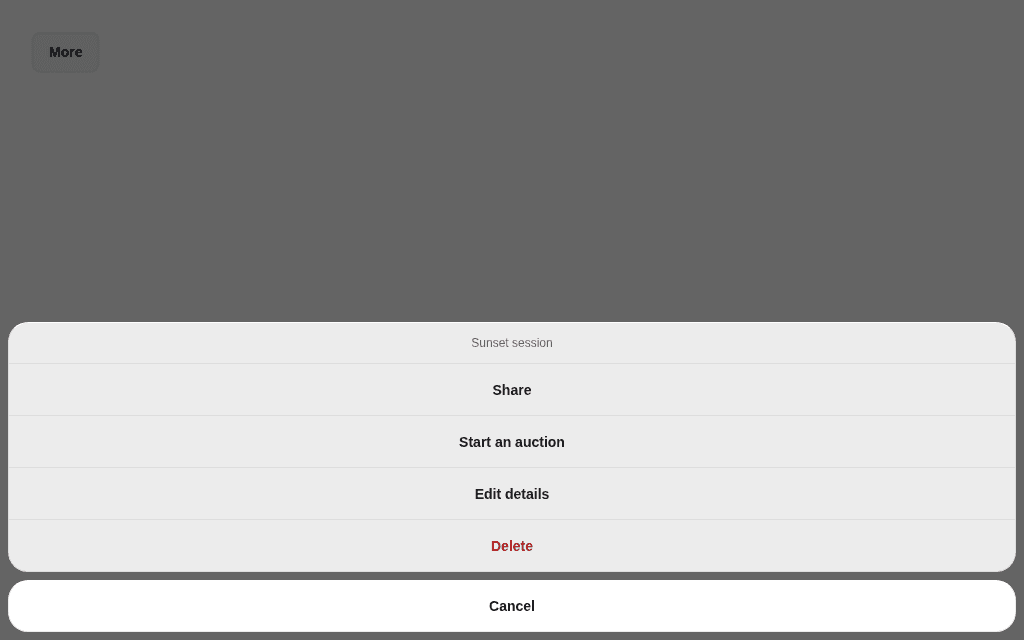 Action sheet — A video's actions, tel que React Native le rend