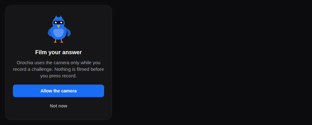 Permission prompt — Camera, as React Native renders it