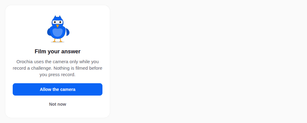 Permission prompt — Camera, as React Native renders it