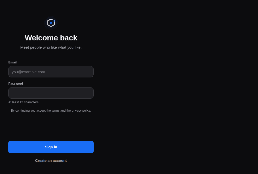 Screen — Sign in, as React Native renders it