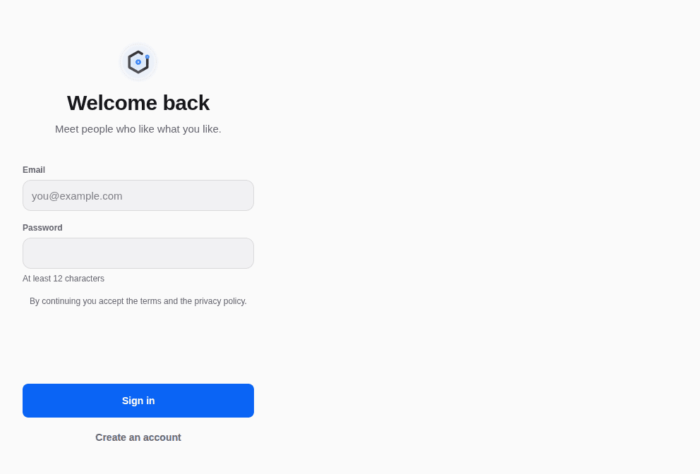 Screen — Sign in, as React Native renders it