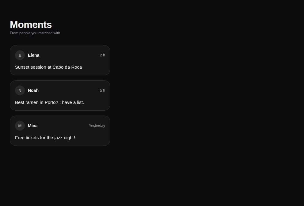 Screen — Feed, as React Native renders it