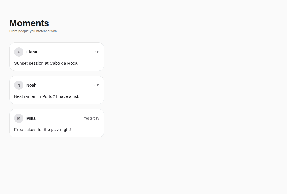 Screen — Feed, as React Native renders it