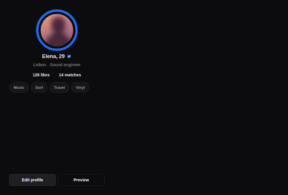 Screen — Profile, as React Native renders it