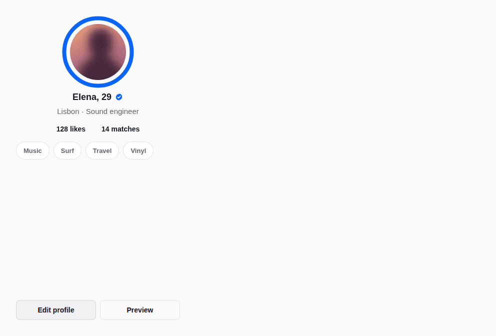 Screen — Profile, as React Native renders it